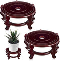 Geetery 2 Pcs 4 to 12 in Wooden Plant Stands Indoor Chinese Oriental Plant Stand by Geetery