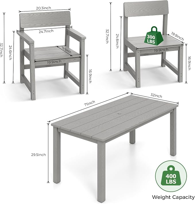 10-Piece HIPS Patio Dining Set for 8 Person Outdoor Dining Sets - Image 7