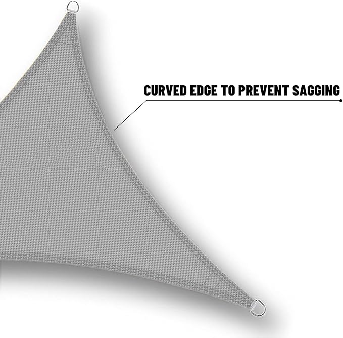 SUNNY GUARD Waterproof Sun Shade Sail 10'x12'x15.6' Charcoal Right Triangle UV - Image 5