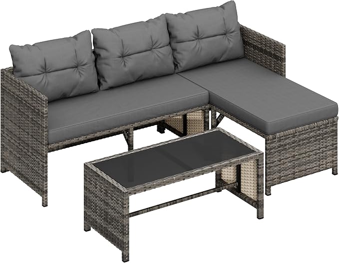 Shintenchi 3-Piece Outdoor Patio Furniture Sets, Wicker Patio Conversation Sets - Image 8