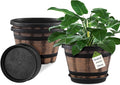 Quarut 3 Pack 10 inch Plant Pots, Whiskey Barrel Planters by Quarut