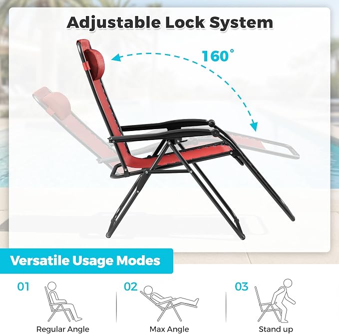 Homall Zero Gravity Chair Patio Folding Lawn Outdoor Lounge Gravity Camp - Image 4