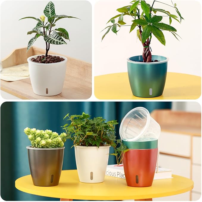 Self-Watering Pots for Indoor Plants, Small African Violet Pots - Image 9