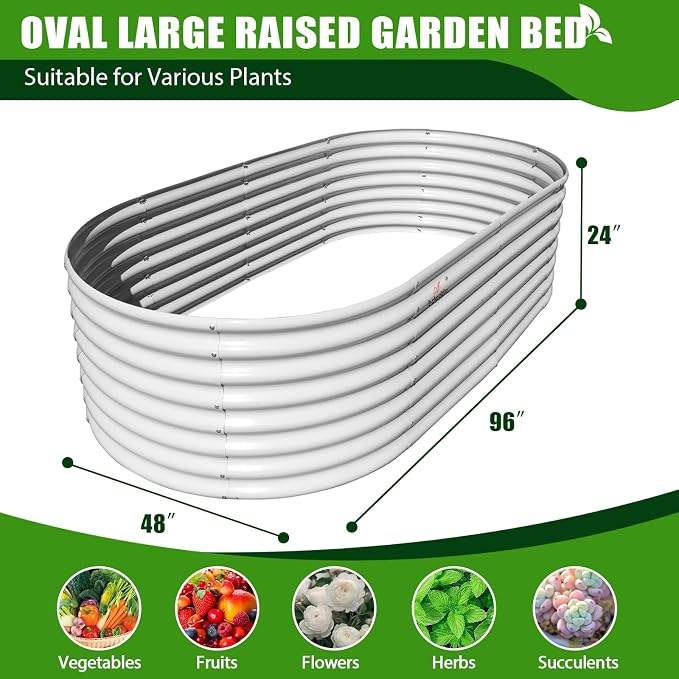 A ANLEOLIFE 8-Set 8X4X2 ft Galvanized Raised Garden Bed Kit, Oval Metal Deep - Image 3