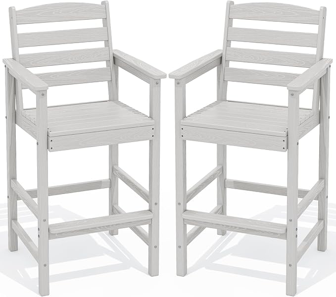 SERWALL Tall Adirondack Chairs Set of 2, Oversize Balcony Adirondack Chairs Set by SERWALL