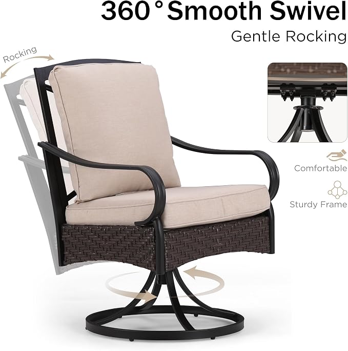 PHI VILLA Outdoor Dining Set for 6, All-Weather Patio Table and Chairs Set for 6 - Image 4