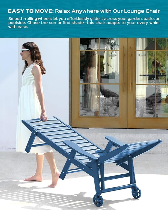 Outdoor Lounge Chair Set of 4, All Weather Patio Chaise Lounge Chair - Image 6
