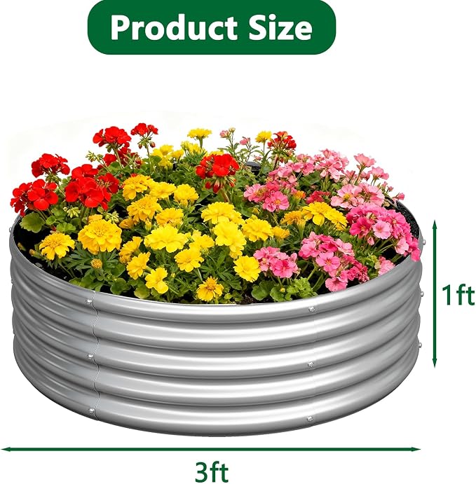 zizin 2 Pack Galvanized Raised Garden Bed Metal Round Raised Garden Beds - Image 2