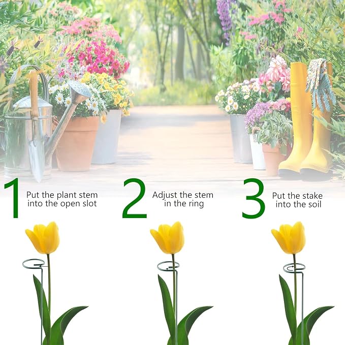 12 Pack 16 Inch Plant Support Stakes, Metal Single stemmed Flower Support - Image 4