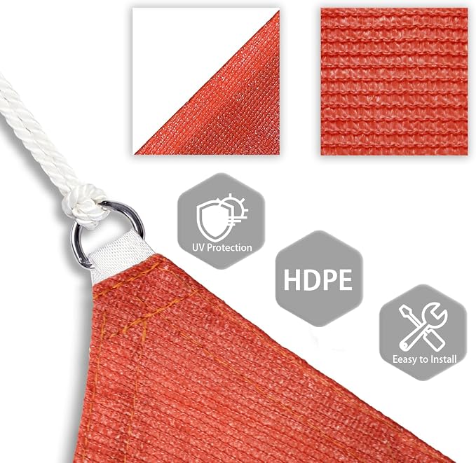 Patio Paradise 7' x 7' x 7' Sun Shade Sail Triangle Canopy Shade Cloth Fabric - Image 3