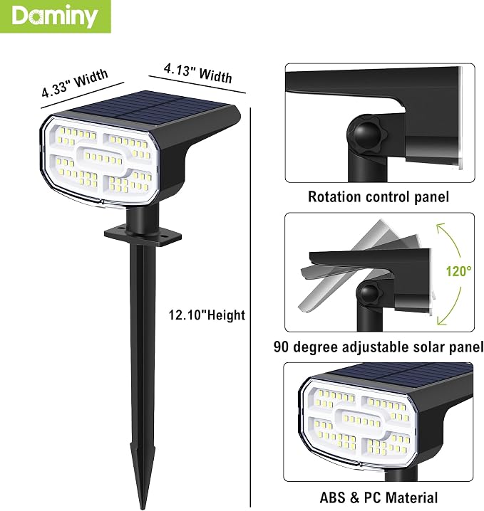 DAMINY Color Changing Solar Spot Lights 9 Lighting Modes, Outdoor Waterproof - Image 8