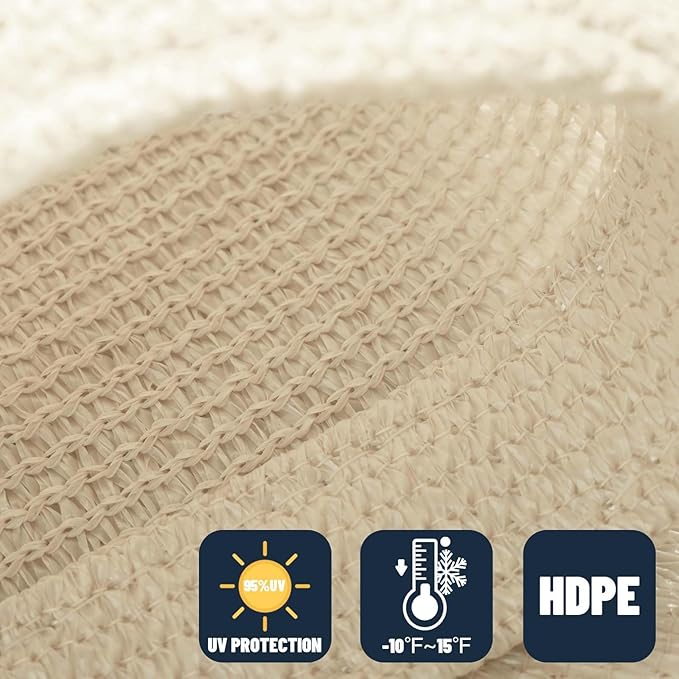 SUNNY GUARD Custom Size 5'x7'x8.6' Butter Cream Sun Shade Sail Right Triangle - Image 4