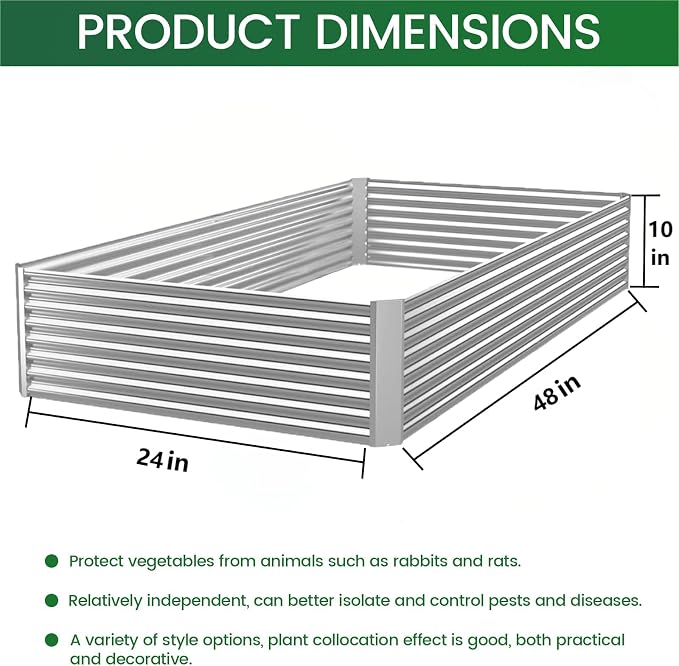 FRIZIONE 4pcs 4x2ft Galvanized Raised Garden Bed Outdoor, Above Ground Garden - Image 3
