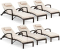 HOMREST Chaise Lounge Chairs Set of 6, PE Rattan Wicker Lounge Chair by HOMREST