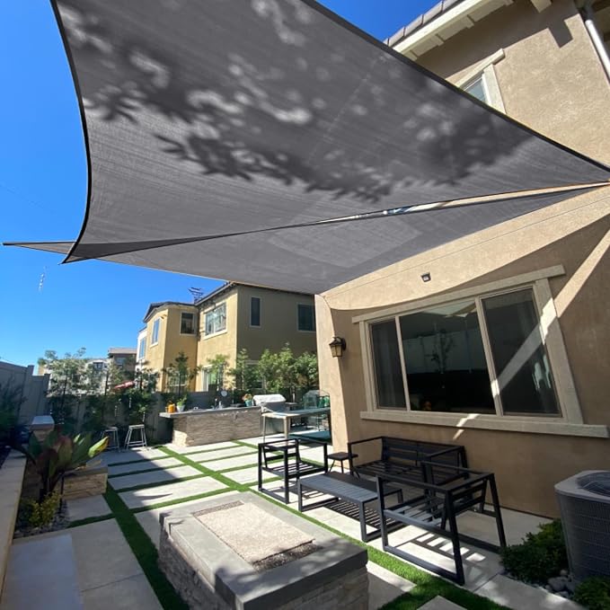 SUNLAX Sun Shade Sail 10' x 15' x 18' Dark Grey Rectangle Canopy Sail Shade by SUNLAX