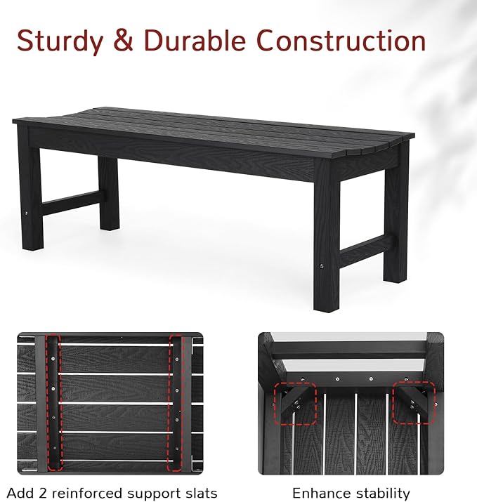 Stoog Outdoor Benches Set of 2, 2-Person Backless Patio Bench, All-Weather HIPS - Image 5