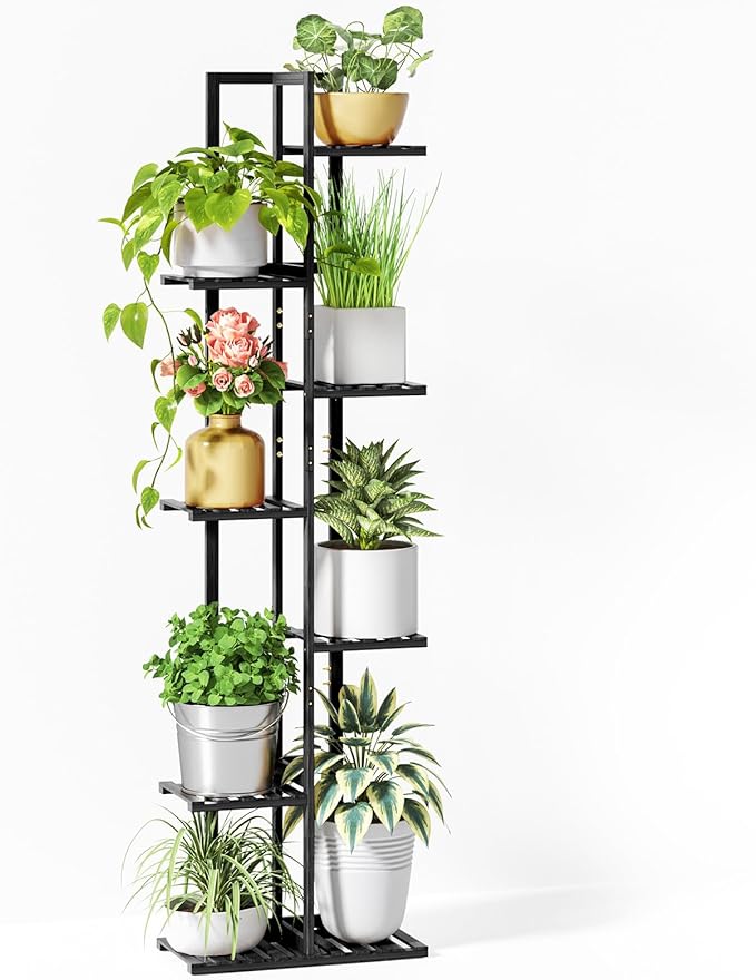 ROSSNY 55 Inch Tall Plant Stand Indoor, 7 Tier 8 Potted Bamboo Plant Stands by ROSSNY