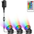 RGB Pond Lights with Timer, LED Underwater Submersible Colorful Landscape by CREPOW
