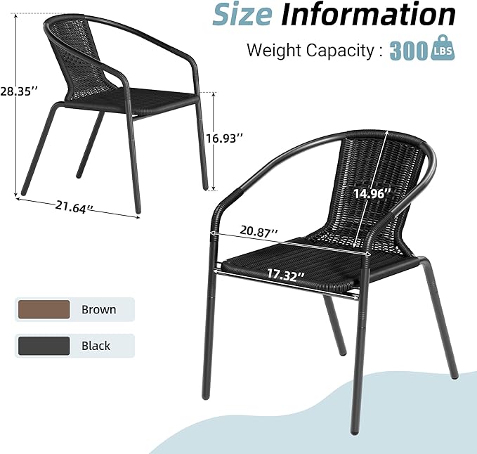 Amopatio Outdoor Dining Chairs Set of 4, Stackable Patio Chairs, Rattan Wicker - Image 5