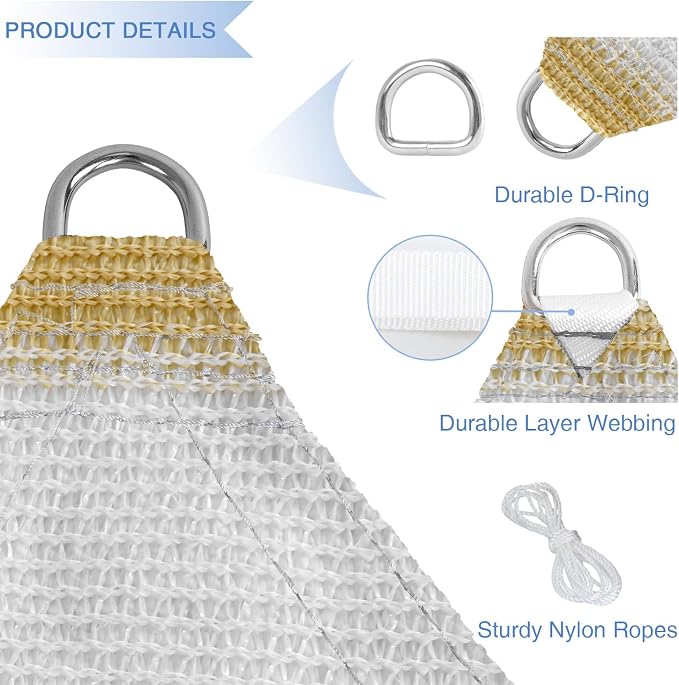 E&K Sunrise 2' x 2' x 2' Sun Shade Sail Triangle Canopy Shade Cover UV Block - Image 4