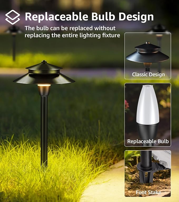 SUNVIE 3W Low Voltage Pathway Lights Wired Landscape Path Lights Outdoor Low - Image 3