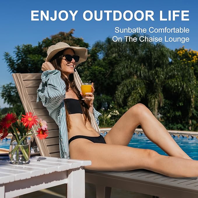 ROJIK Outdoor Chaise Lounge Chair Set of 2, - Image 7