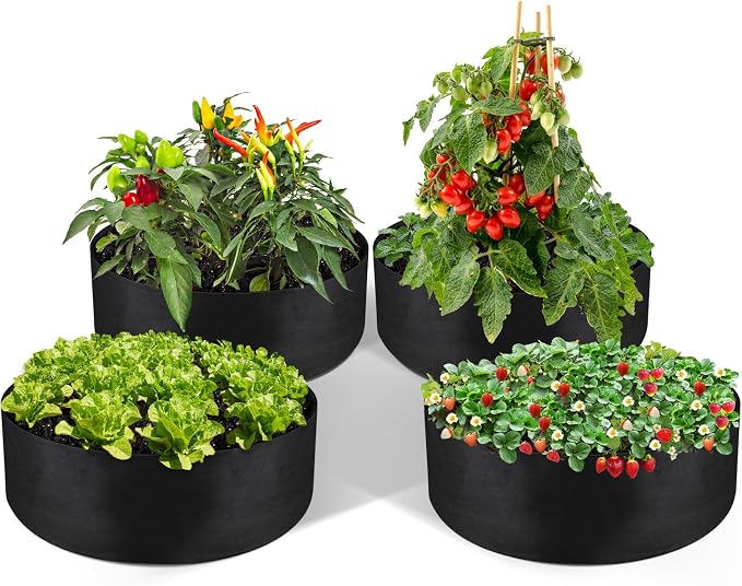 LBTING 4Pcs 30 Gallon Plant Grow Bags, Fabric Raised Planting Bed Heavy Duty by LBTING