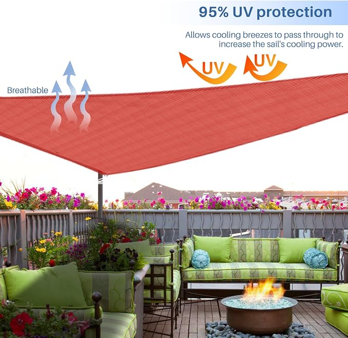 E&K Sunrise 8' x 8' x 8' Sun Shade Sail Triangle Canopy Shade Cover UV Block - Image 5