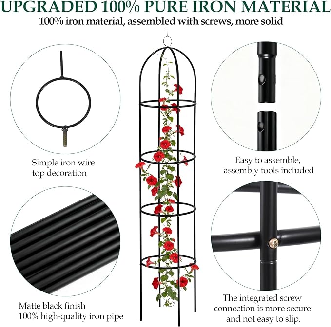 100% Metal Garden Obelisk Trellis - Image 3