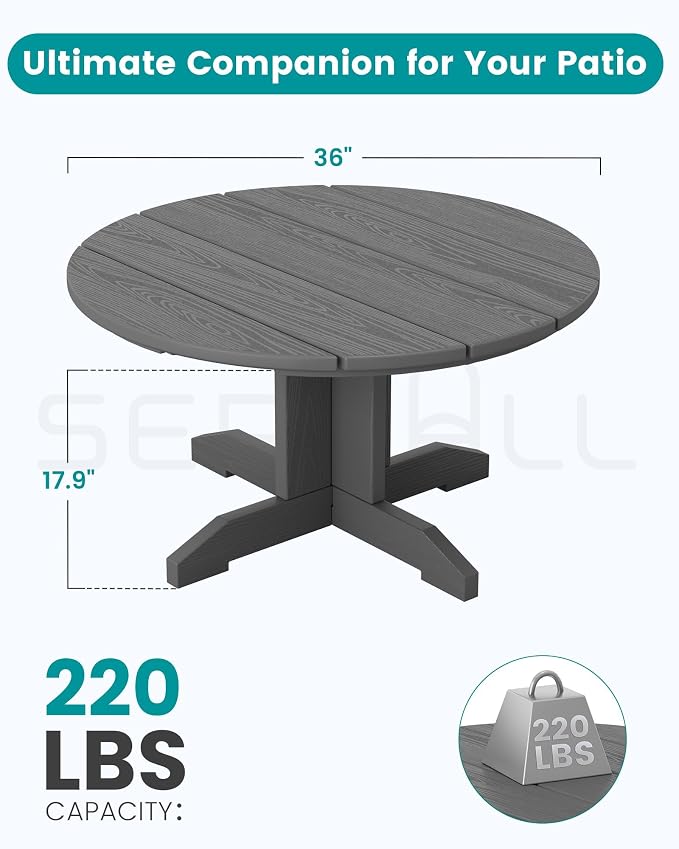 SERWALL Outdoor Round Coffee Table Set, 5-Piece Outdoor Coffee Table and - Image 2