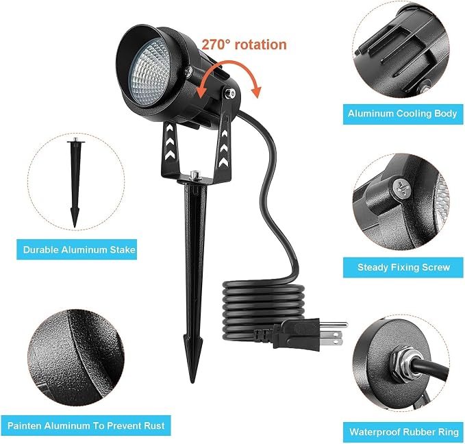 Warm White Spot lights Outdoor, 12W 3000K Landscape Spot Lights, IP65 - Image 3