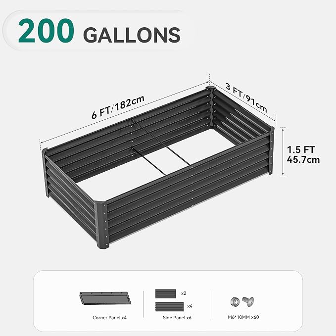 YITAHOME 6x3x1.5 2pcs Large Raised Garden Bed Kit, Galvanized Metal Planter Box - Image 8