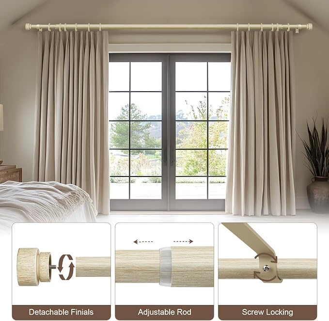 Antique White Curtain Rods for Windows 72 to 144 Inches Heavy Duty Adjustable - Image 4