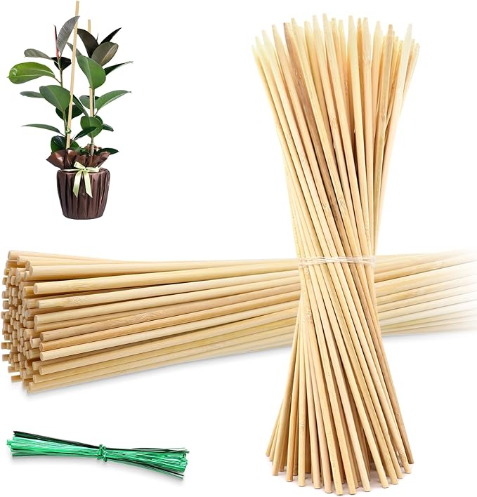 50PCS Bamboo Plant Stakes, 18Inch Natural Bamboo Sticks Garden Stake, by HAINANSTRY