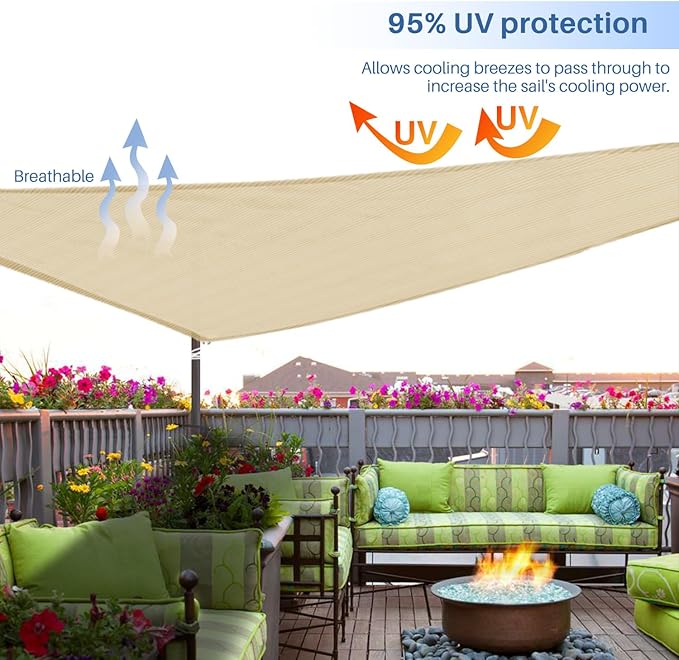 E&K Sunrise 8' x 8' x 8' Sun Shade Sail Triangle Canopy Shade Cover UV Block - Image 5