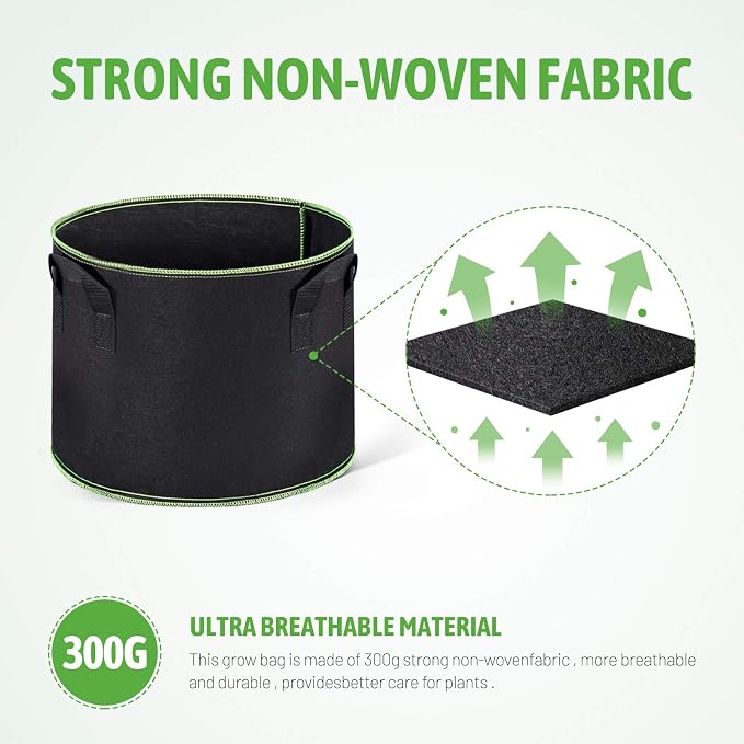 Delxo 20-Pack 7 Gallon Heavy Duty Aeration Thickened Nonwoven Fabric Pots Plant - Image 4