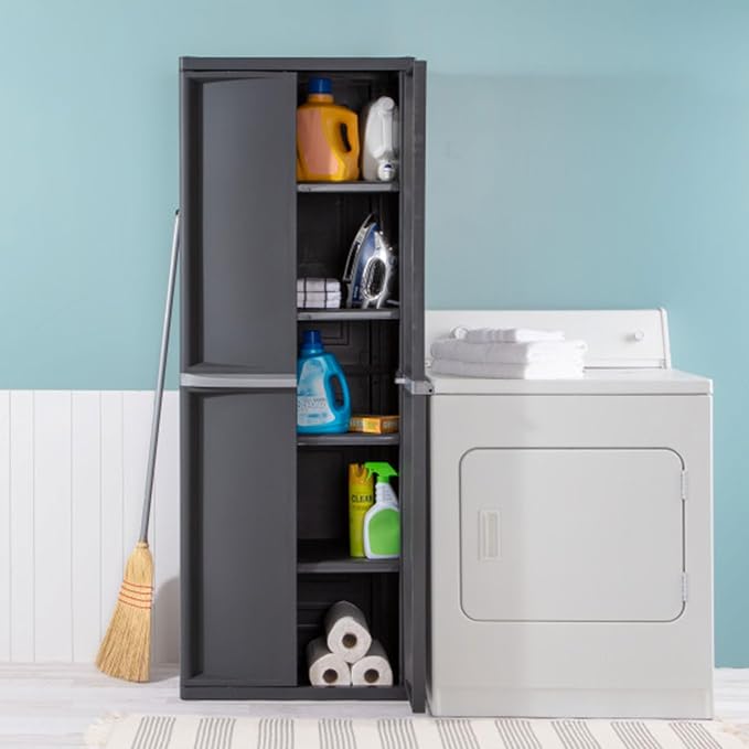 Sterilite 2-Pack 4 Shelf Cabinet, Lockable Utility Storage w/Adjustable Shelves - Image 4