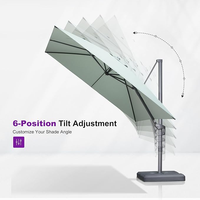 PURPLE LEAF Patio Umbrella 10' X 13' Rectangle Cantilever Umbrella Large - Image 6