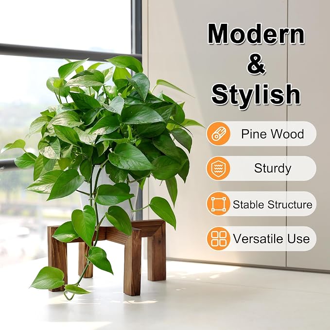 Plant Stand, Indoor/Outdoor Wood Plant Holder, Single Flower Pot Stand - Image 2