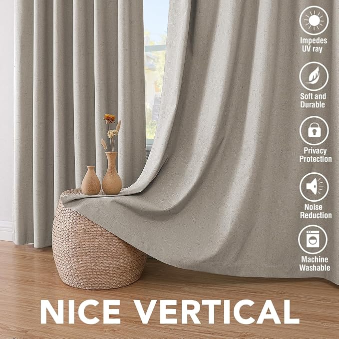 H.VERSAILTEX Linen Blackout Curtains 63 Inches Long 100% Absolutely Blackout - Image 7