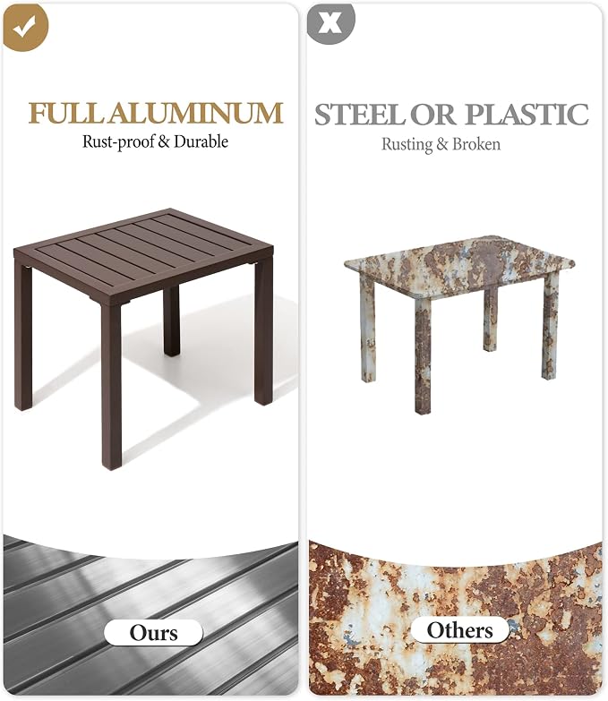 Crestlive Products Outdoor Side Table, Aluminum Rectangular End Table, Easy - Image 4