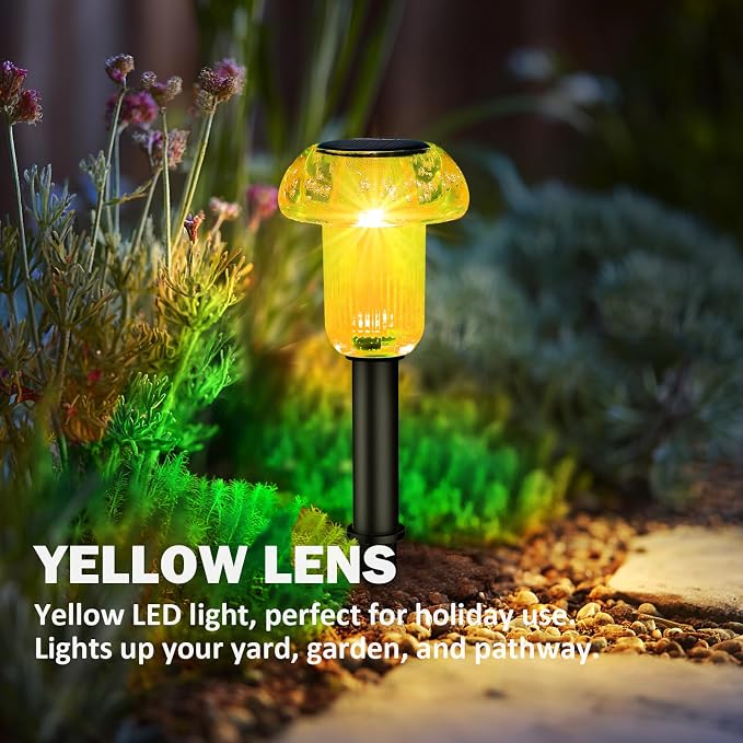 Easter Solar Pathway Lights Outdoor Decorative 4 Pack, 4 color LED Mushroom - Image 2