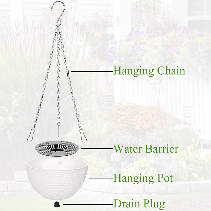 Foraineam 10 Pieces 6 Inch Hanging Planters, Garden Self-Watering Flower Plant - Image 4