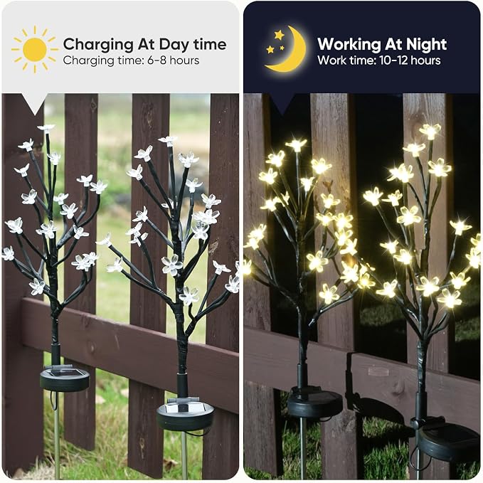 Solar Garden Lights Garden Decor, Solar Flowers Outdoor Decorative, Pathway - Image 3