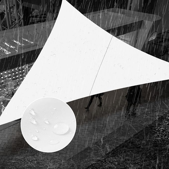 SUNNY GUARD Waterproof Sun Shade Sail 7'x14'x15.7' White Right Triangle UV by SUNNYGUARD