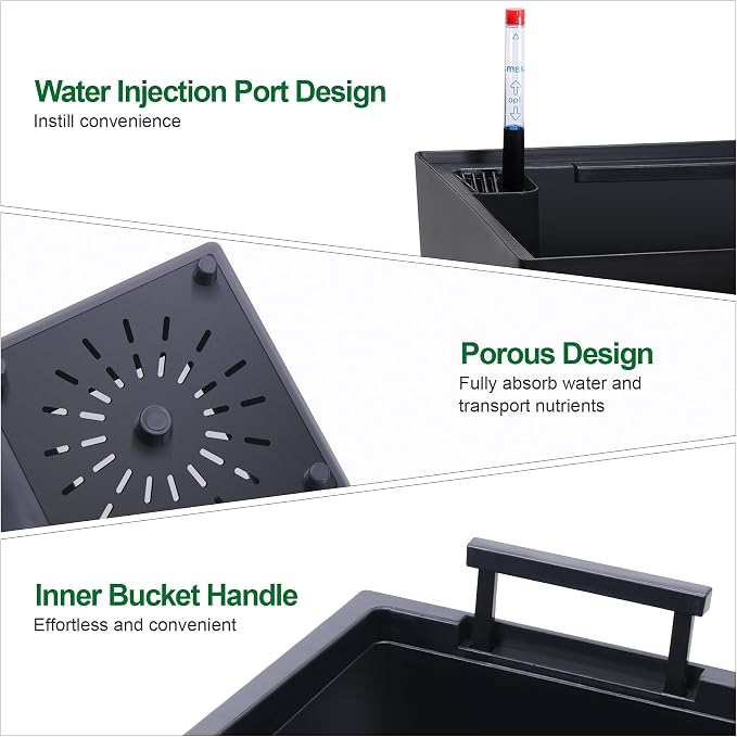 Garvee 22.5" Tall Planters Set of 2, Outdoor＆Indoor Black Planter Pots - Image 5