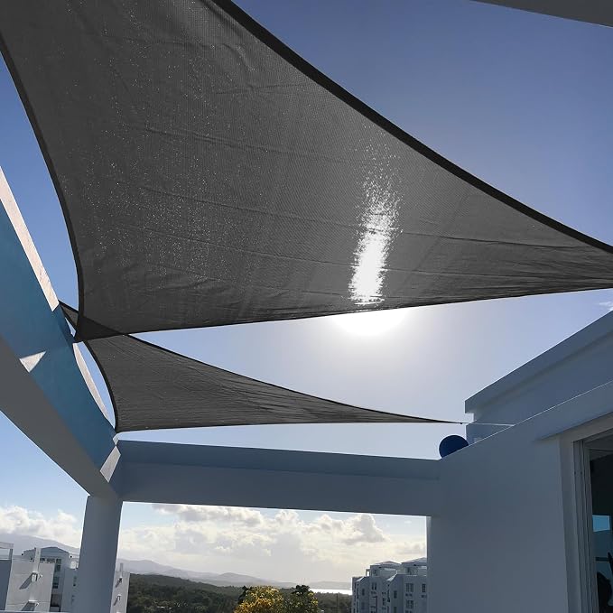 SUNNY GUARD Custom Size 17'x22'x22' Triangle Graphite Grey UV Block Sunshade by SUNNYGUARD