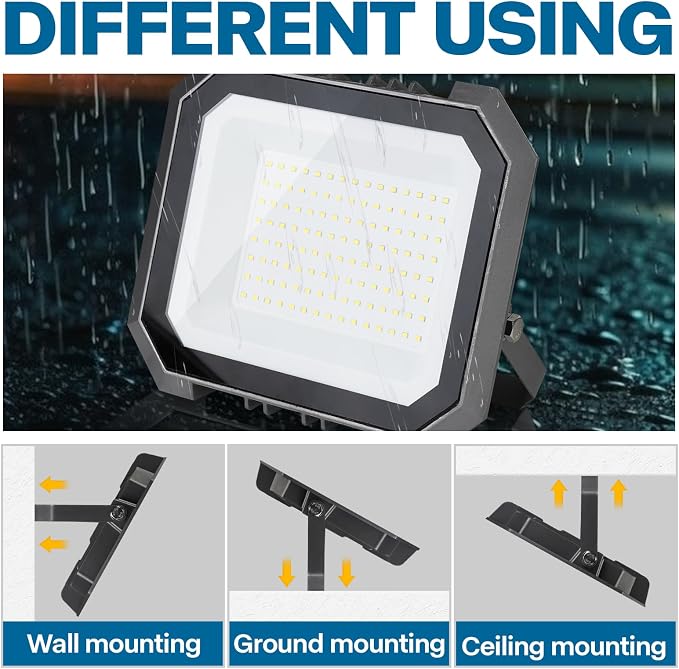 2 Pack LED Flood Lights Outdoor, 200W 20000LM Super Bright Floodlight Outside - Image 5
