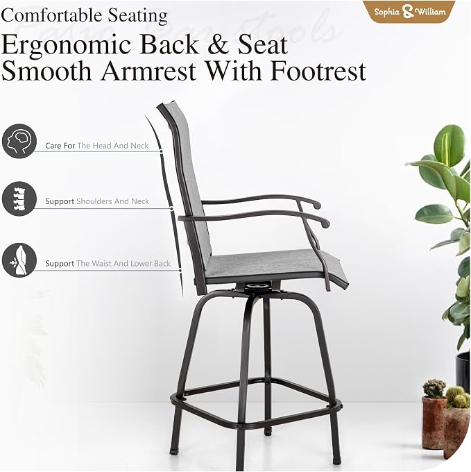 Sophia & William Outdoor Bar Set, Patio Bar Table and Chairs Set, Bar Height - Image 7