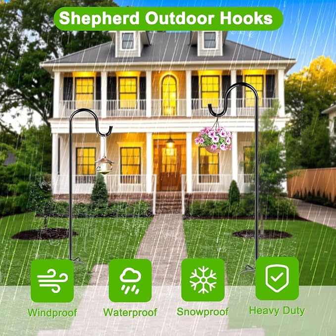 60" Shepherds Hooks for Outdoor, Heavy Duty Bird Feeder Pole for Hummingbird - Image 7